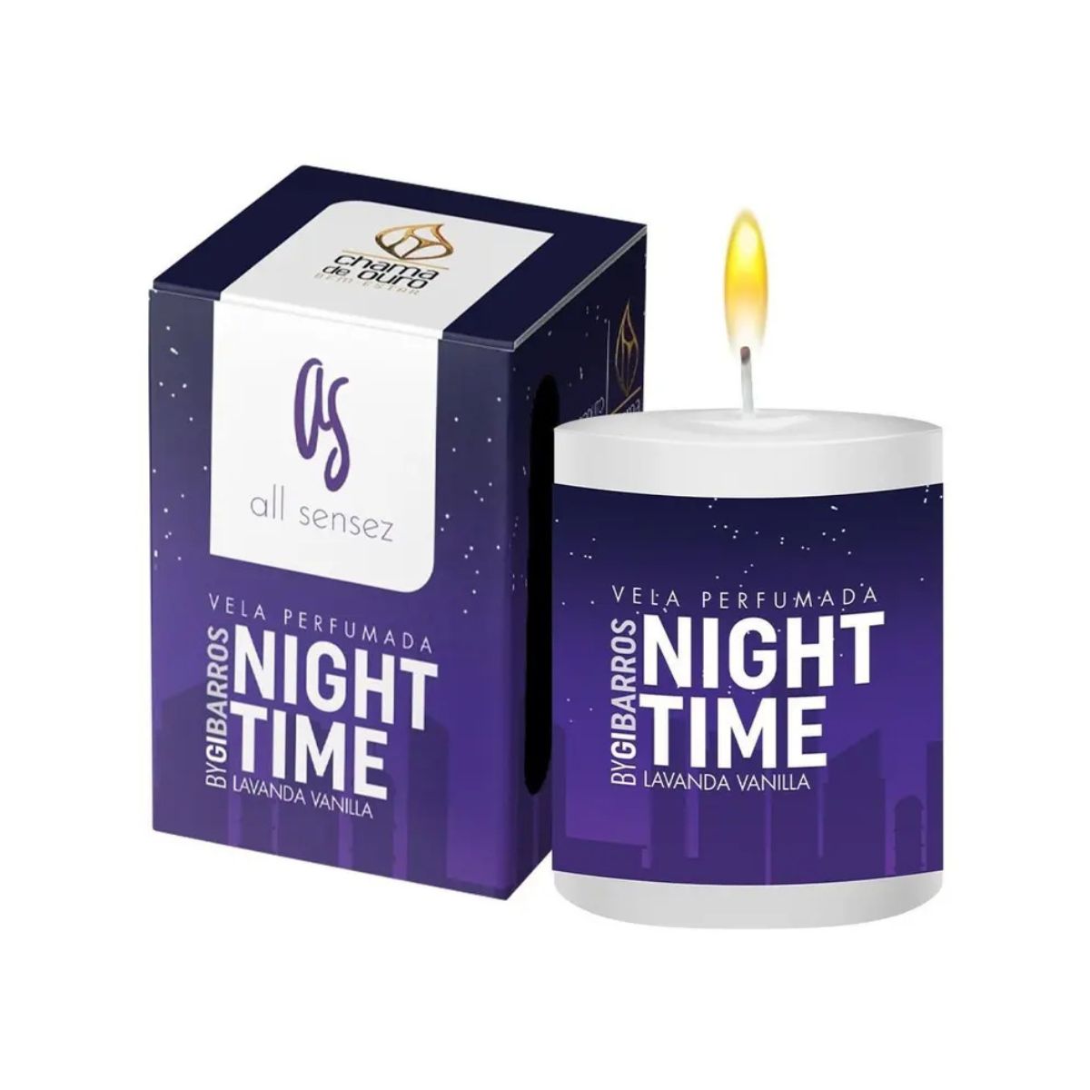 Vela Perfumada 60g All Snesez Night Time Chama de Ouro