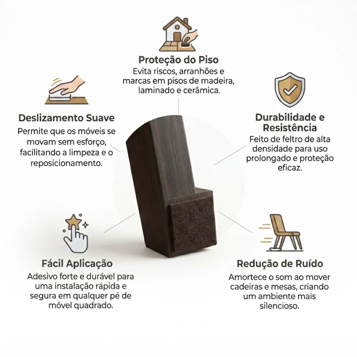 Feltro Adesivo para Móveis 20x20mm Kattar