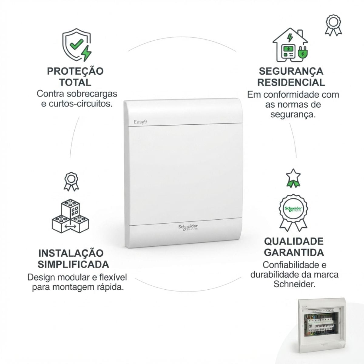 Quadro de Distribuição 8 Disjuntores de Embutir Easy9 Schneider