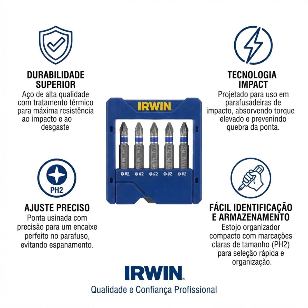 Conjunto 5 Bits Impact Philips PH2 ETJ Irwin