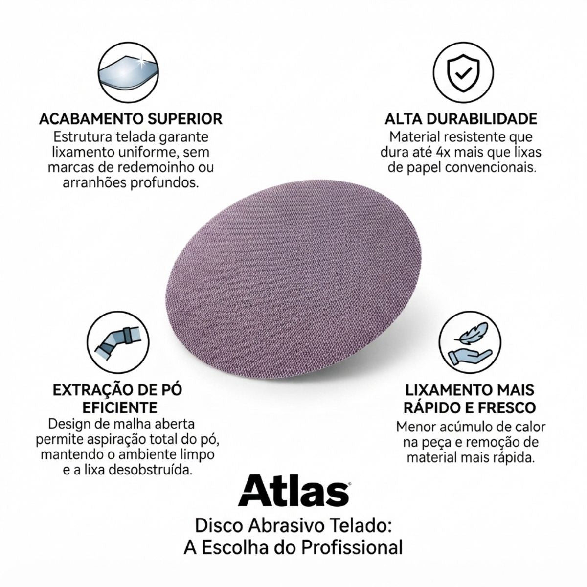 Disco Abrasivo Telado 225mm Grão 320 Atlas