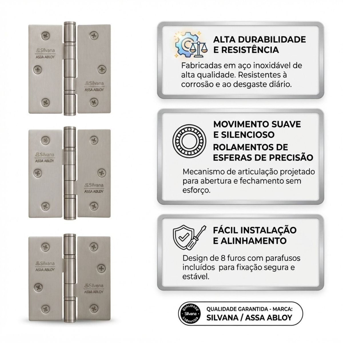 Dobradiça Pino Solto 4" com 3 Peças Silvana