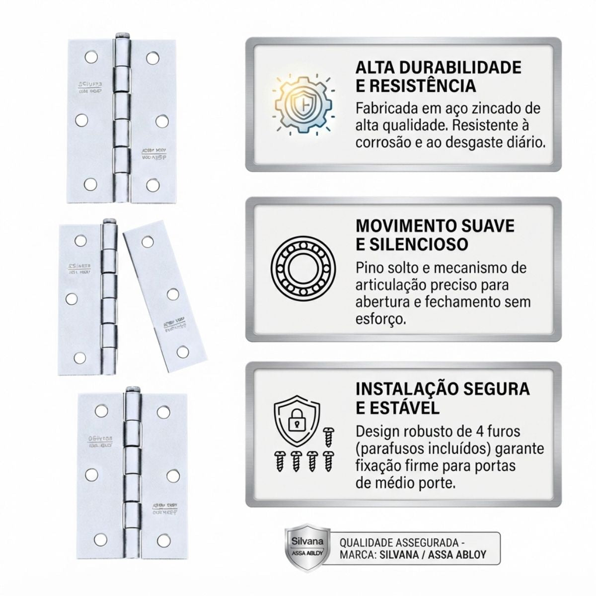 Dobradiça Pino Solto 2" Zincada Silvana