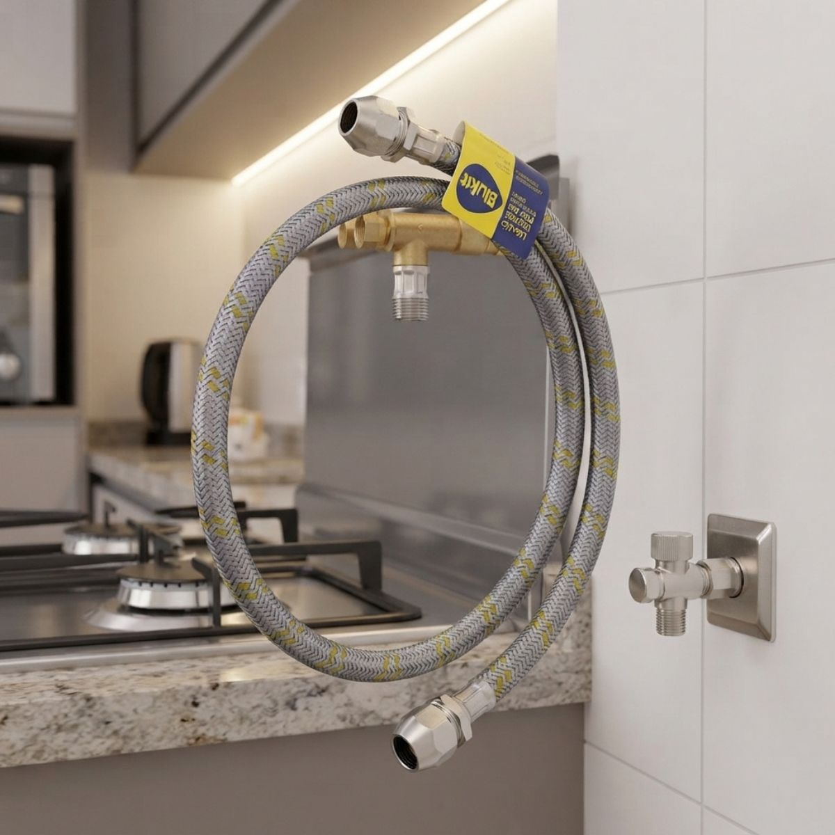 Engate Flexível Aço Inox para Gás M x F 1/2" 40cm Blukit