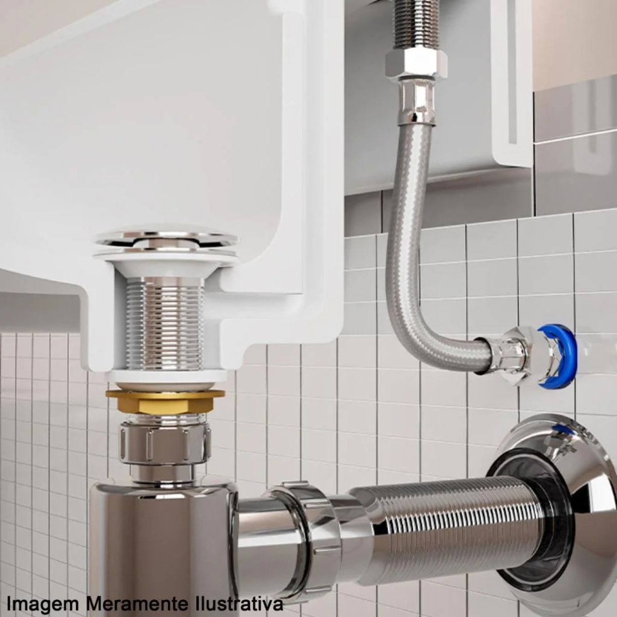 Engate Flexível Aço Inox M x F 1/2" 40cm Blukit