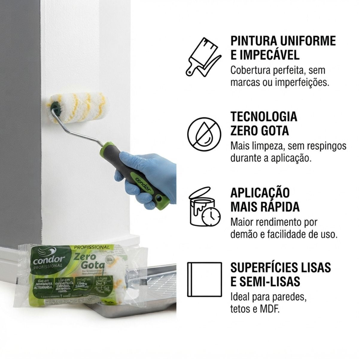Minirrolo de Lã Zero Gota Refil 5cm Condor