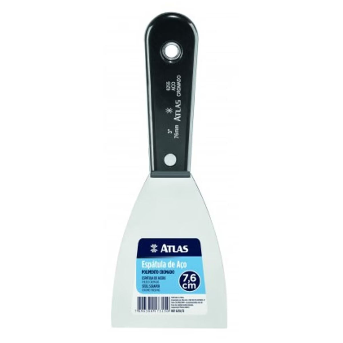 Espátula de Aço Polido 7,5 cm com Cabo Plástico Atlas