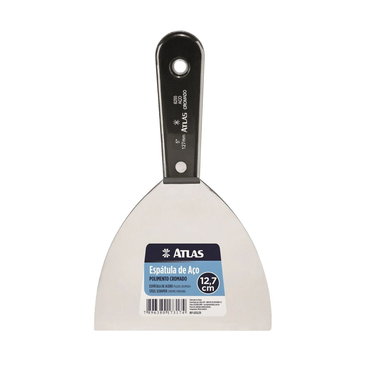 Espátula de Aço Polido 12,5 cm com Cabo Plástico Atlas