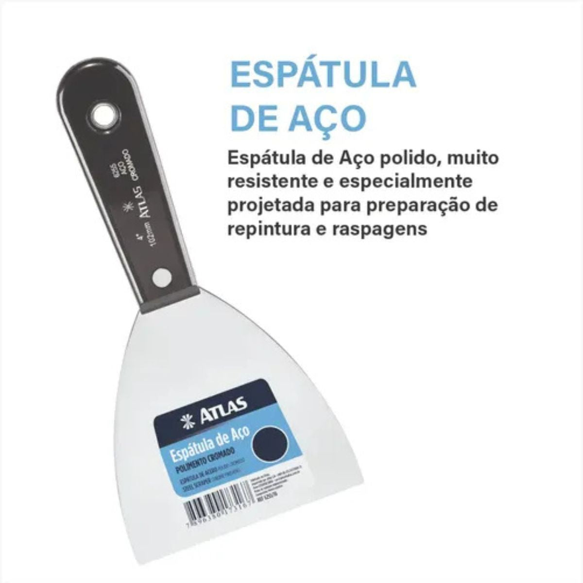 Espátula de Aço Polido 10,2 cm com Cabo Plástico Atlas