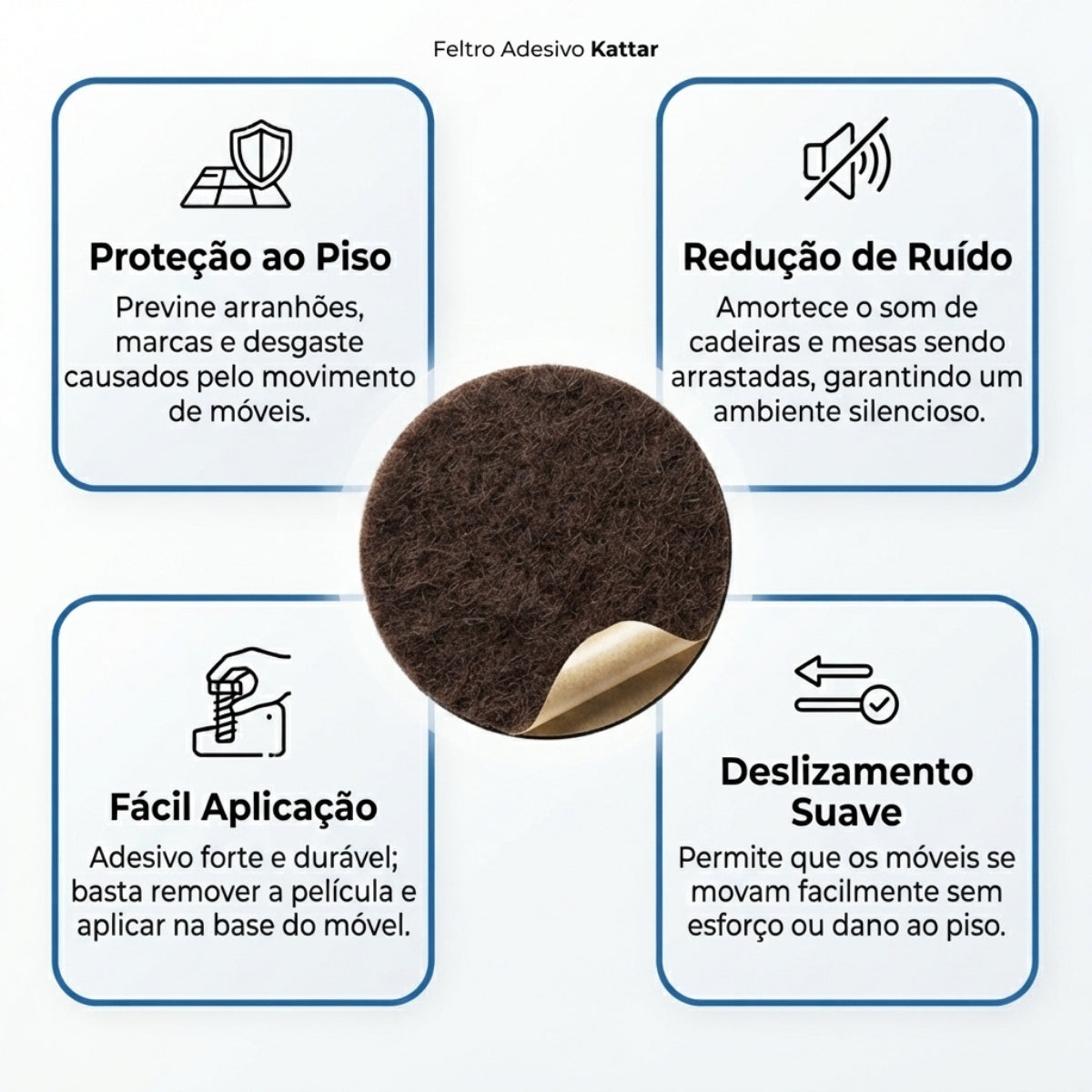 Feltro Adesivo para Móveis Redondo 50 mm Kattar