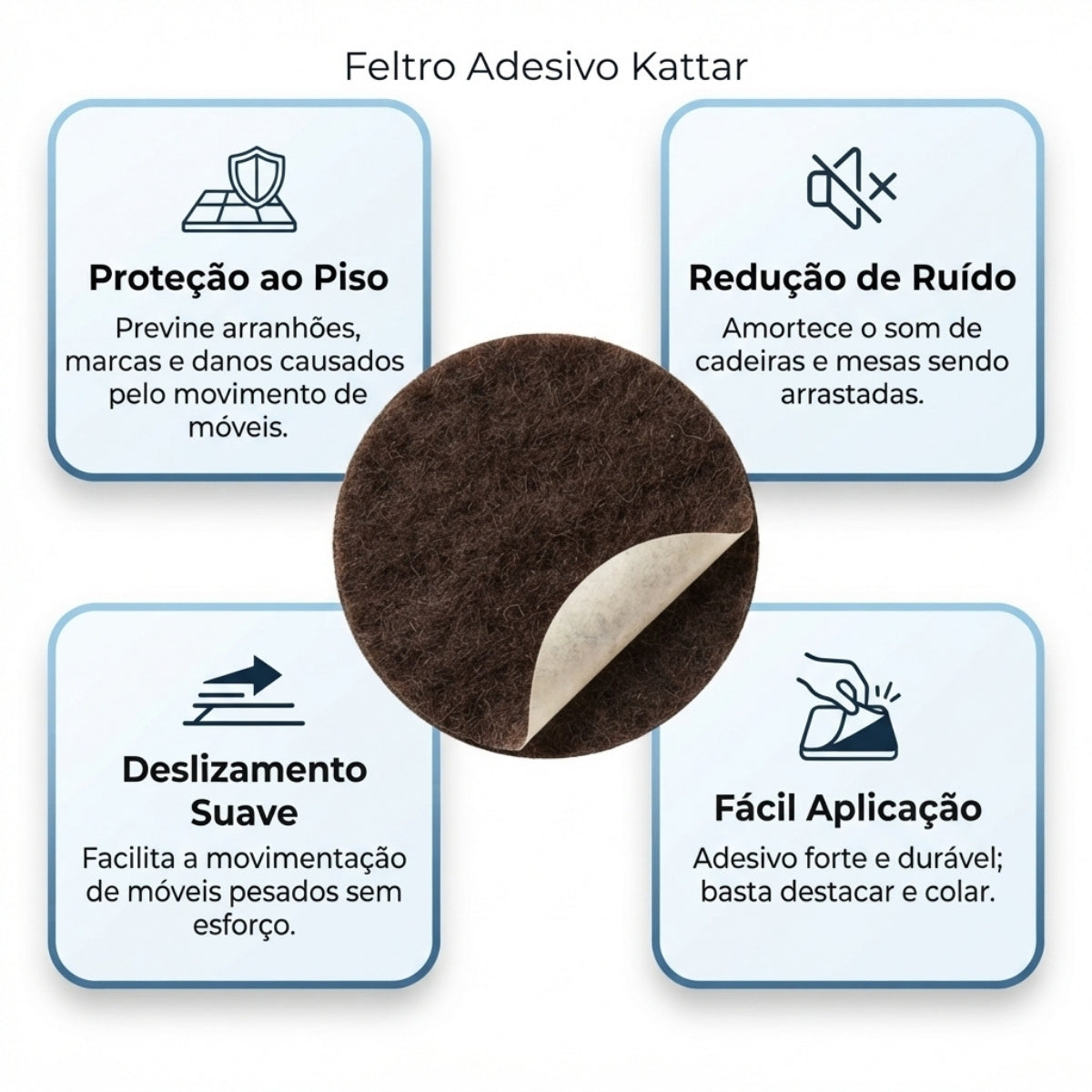 Feltro Adesivo para Móveis Redondo 32 mm Kattar