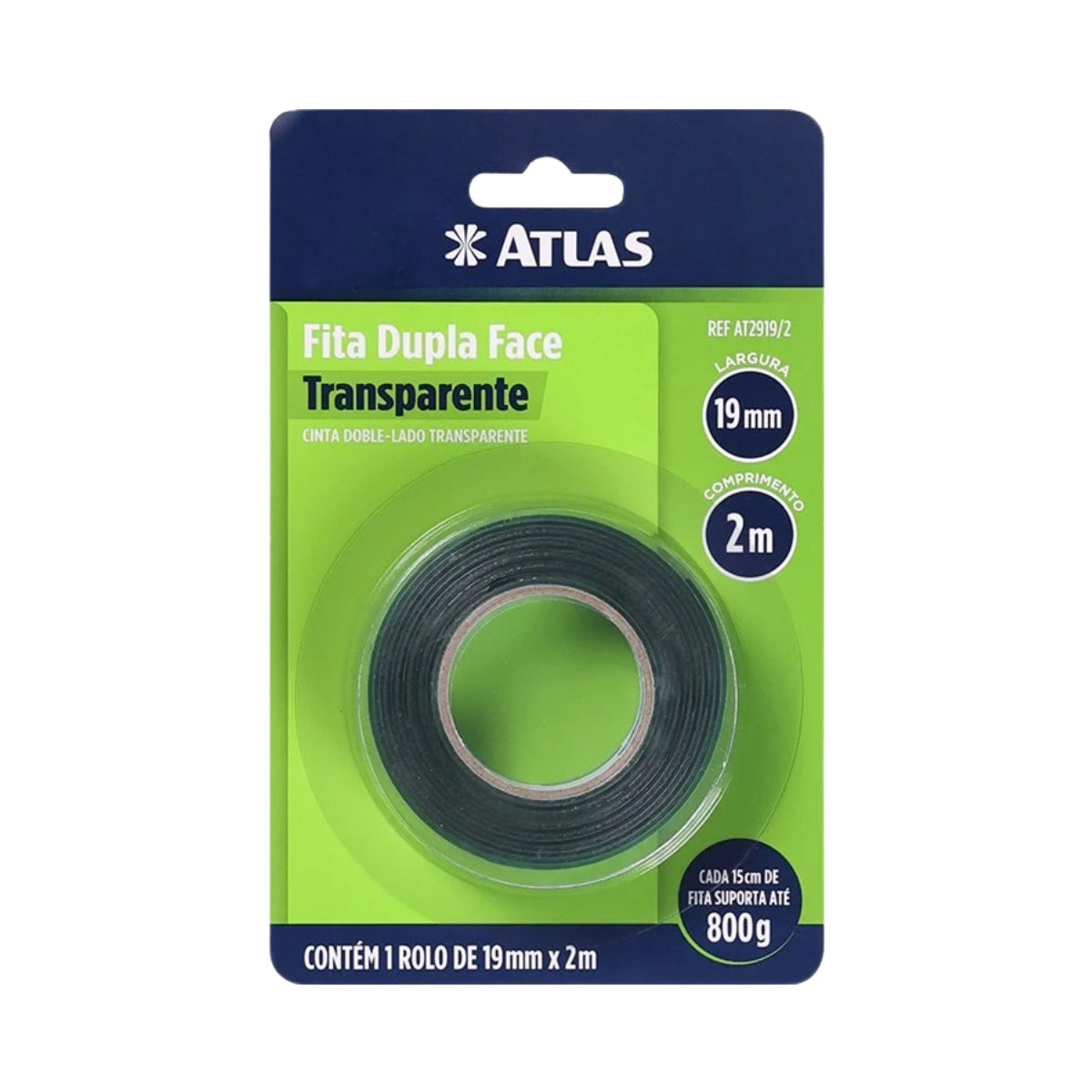 Fita Dupla Face Transparente 19mm x 2m Atlas