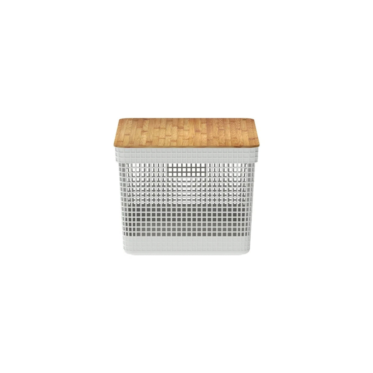 Cesto Organizador Grid 20L com Tampa de Bambu Bege OU