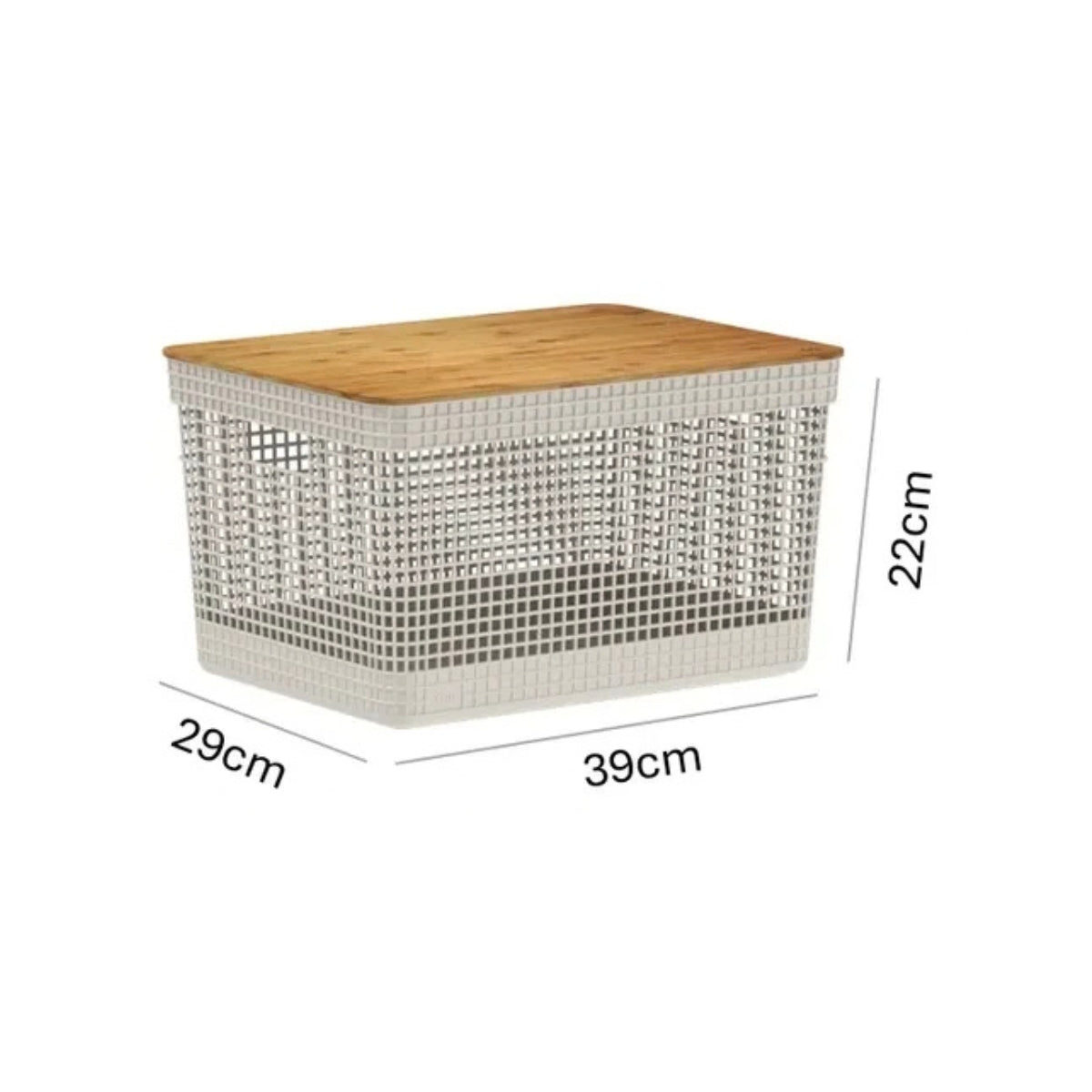 Cesto Organizador Grid Tampa Bambu 8L Bege OU