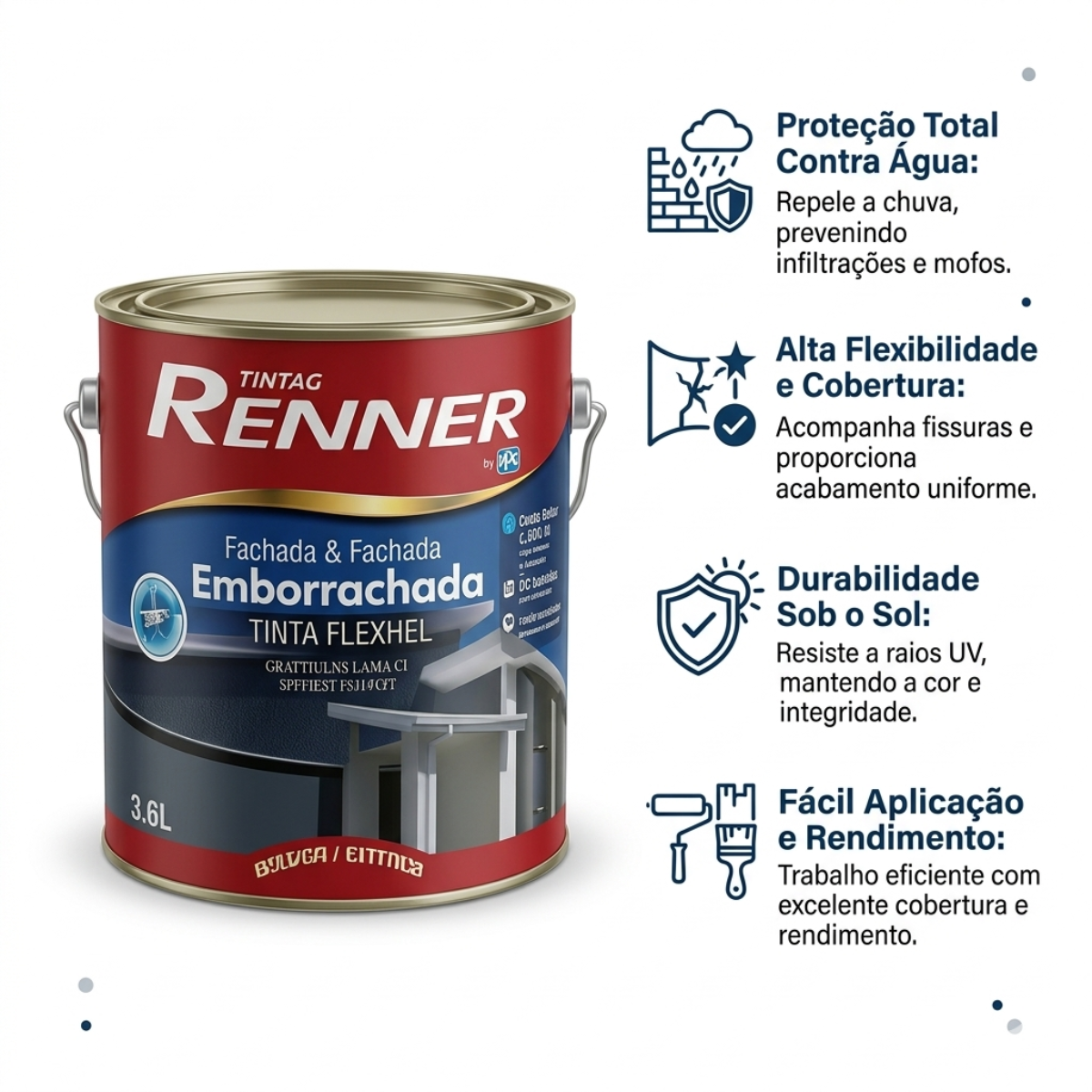 Tinta Fachada Emborrachada Fosco Branco 3,6L Renner
