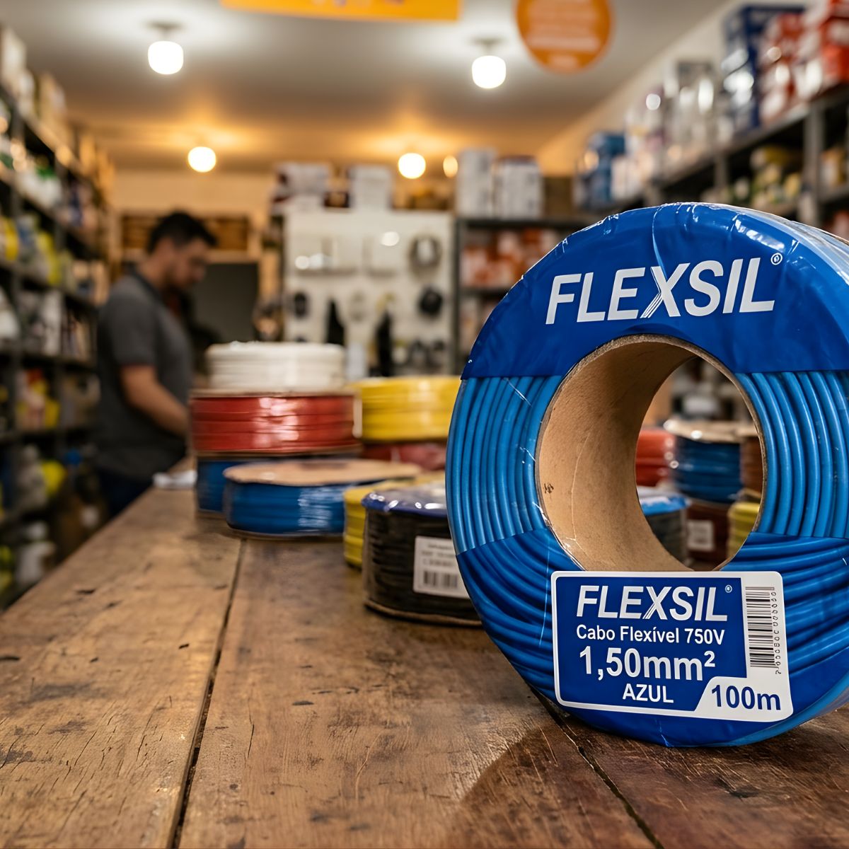 (Rolo) Fio Cabo Flexsil 750v 1,50mm Azul 100mt