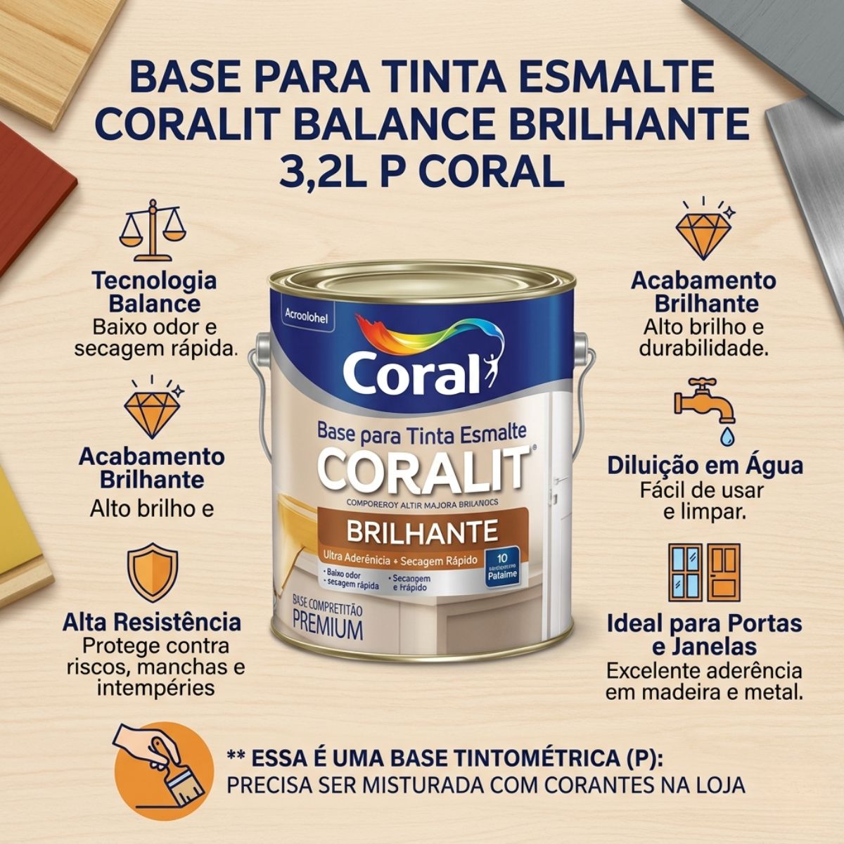 Base para Tinta Esmalte Coralit Balance Brilhante 3,2L P Coral
