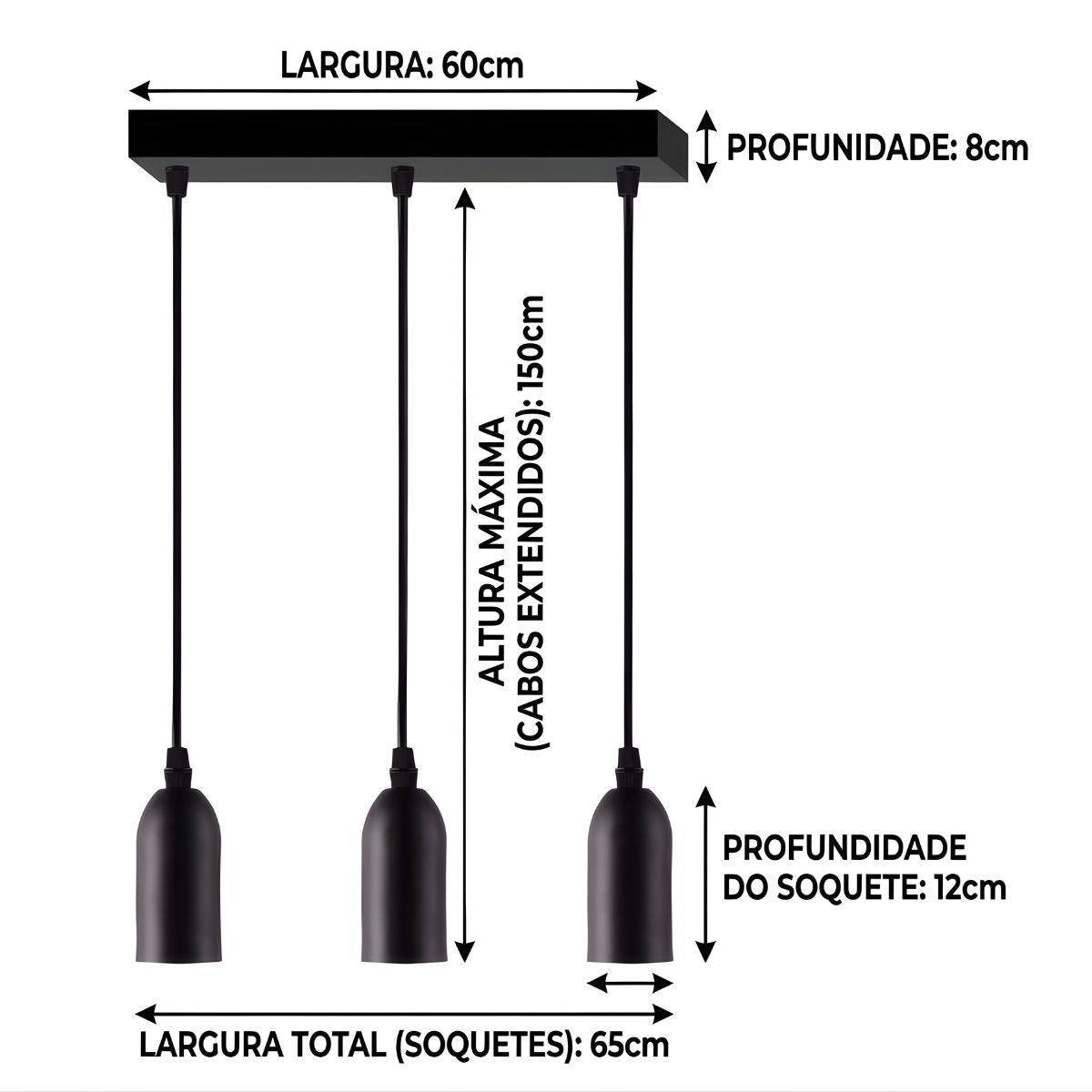 Pendente Dot Metal Longo Preto Taschibra
