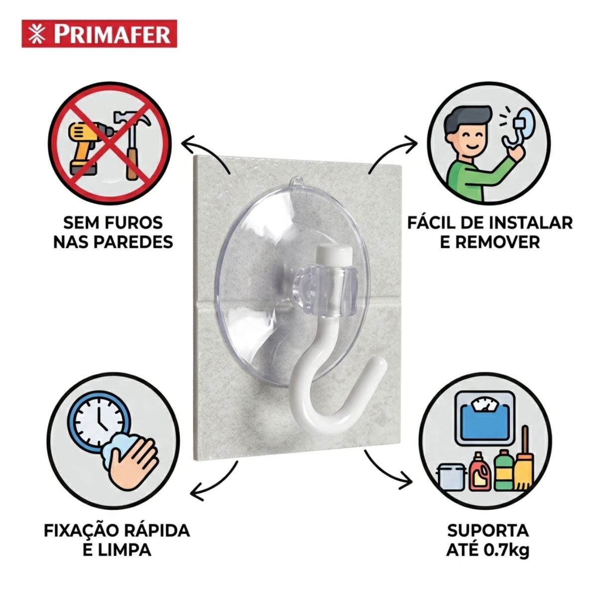 Gancho Com Ventosa 2 Peças Atlas