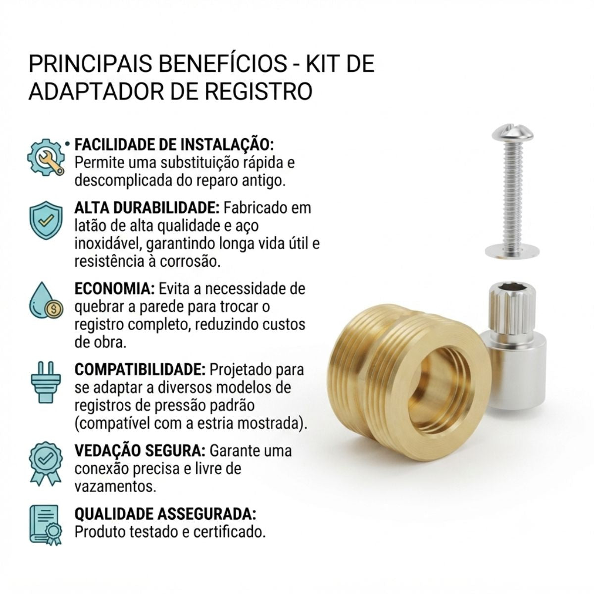 Conversor para Registro Deca, para Acabamento Docol Castelo Censi