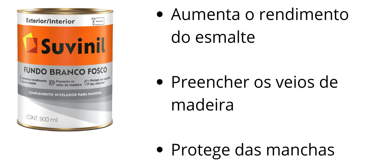 Fundo Branco Fosco Para Madeira 0.90l Suvinil - Thony Ferragem