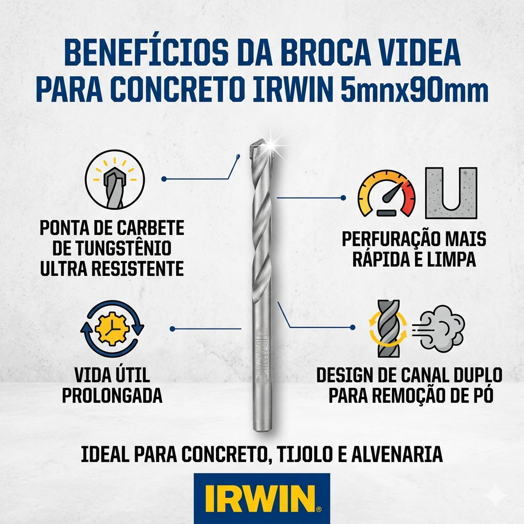 Broca Videa Para Concreto 5mmx90mm Irwin
