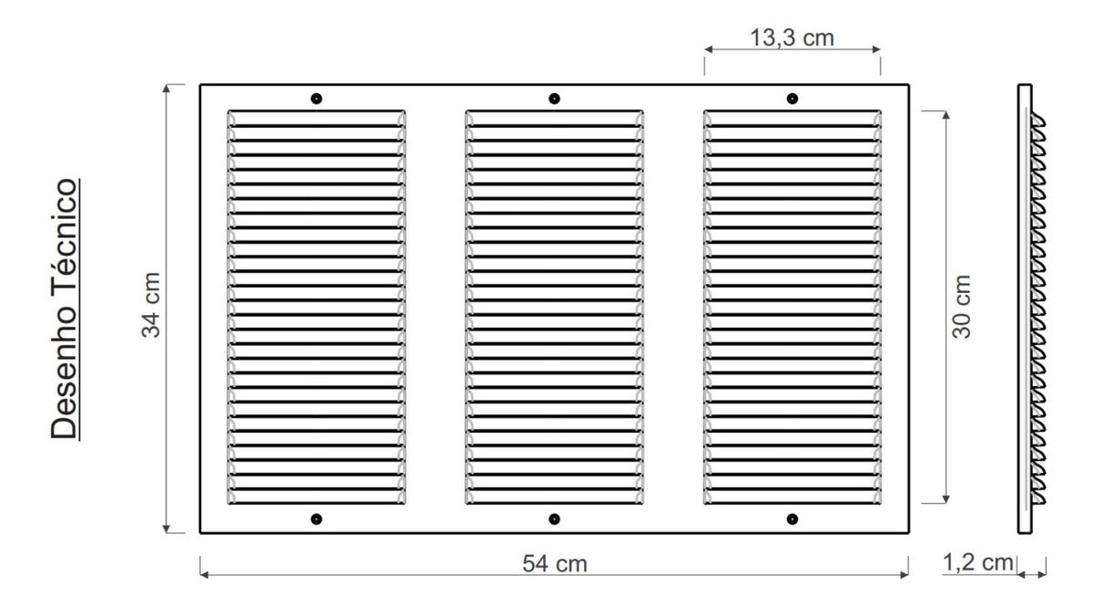 Grade de Ventilação de Superfície 54 x 34 cm com Tela – Ventokit - Thony Ferragem