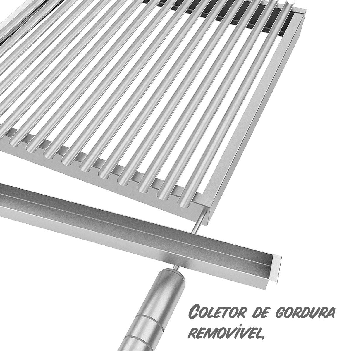 Grelha Inox Parrilla Argentina C/ Calha 40x50cm Grilazer - Thony Ferragem