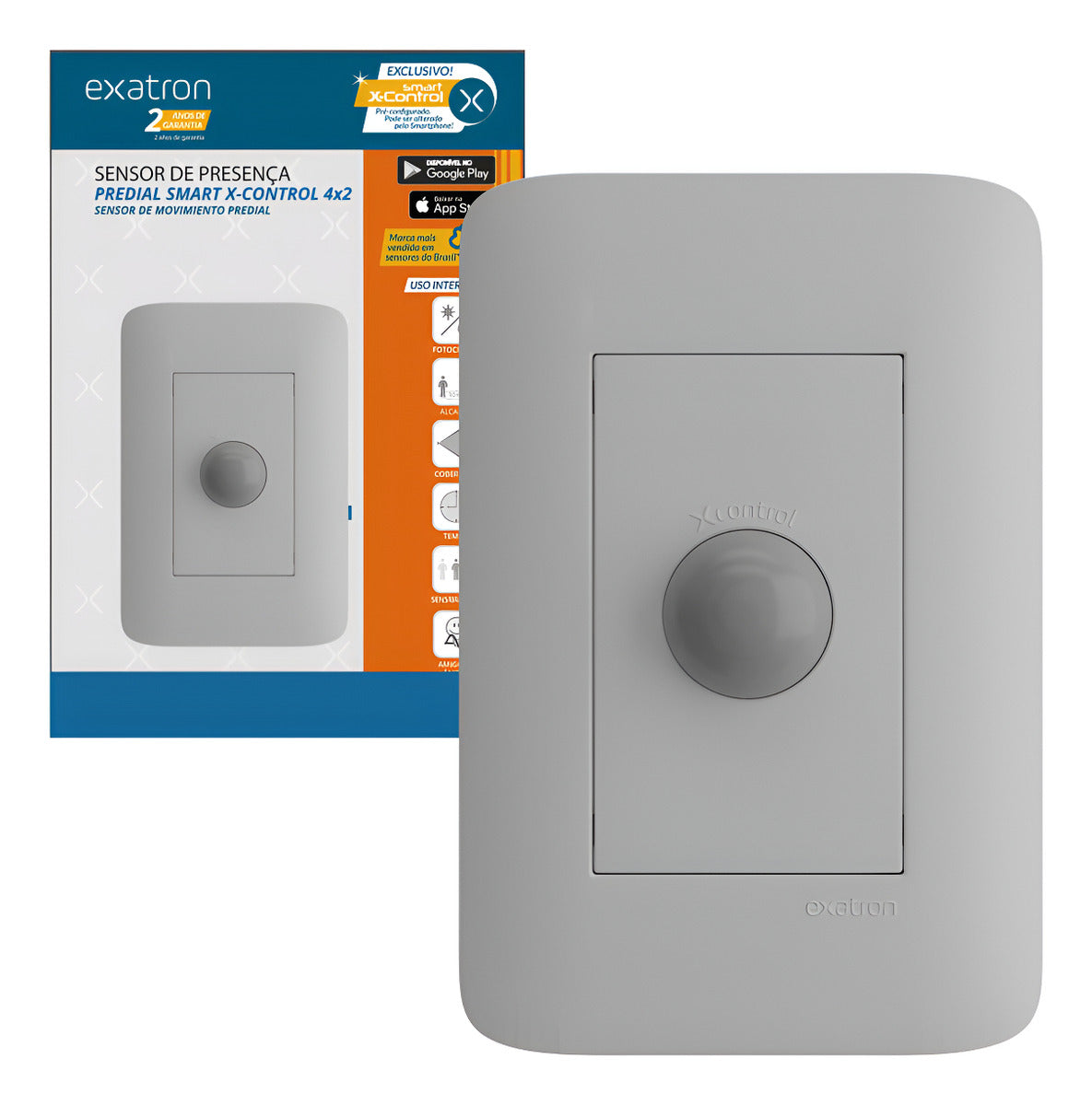 Sensor De Presença Parede 4x2 Sem Tecla Exatron - Thony Ferragem