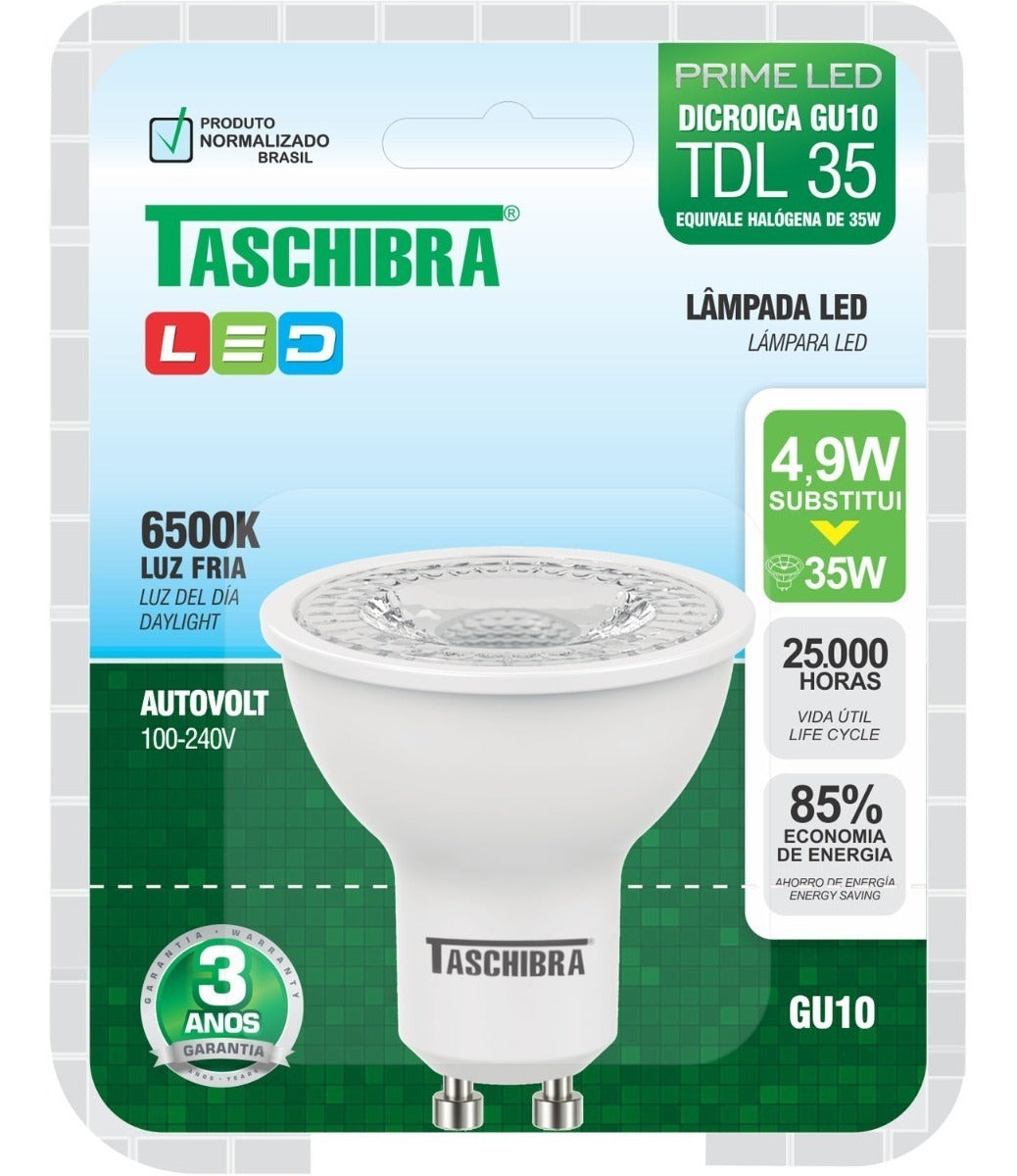 Lâmpada Dicroica Tdl 35 4,9w 6500k Gu10 Taschibra - Thony Ferragem