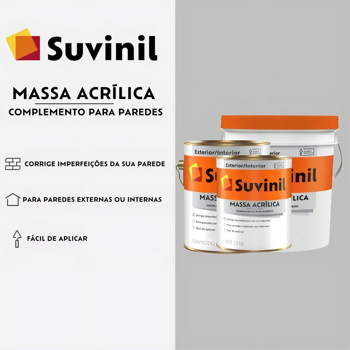 Massa Acrilica Branco 5,5kg Suvinil - Thony Ferragem