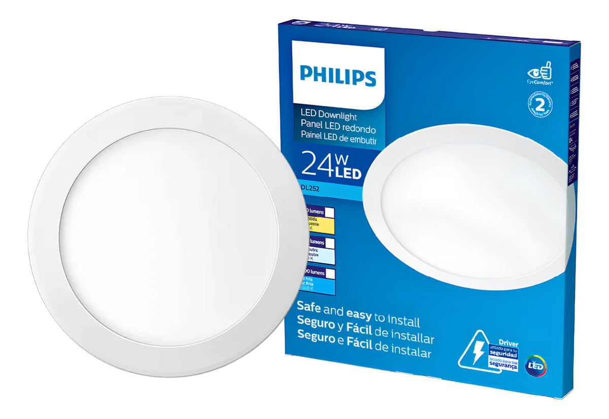 Luminária LED de Embutir Redonda 24W 30cm 4000K – Philips - Thony Ferragem
