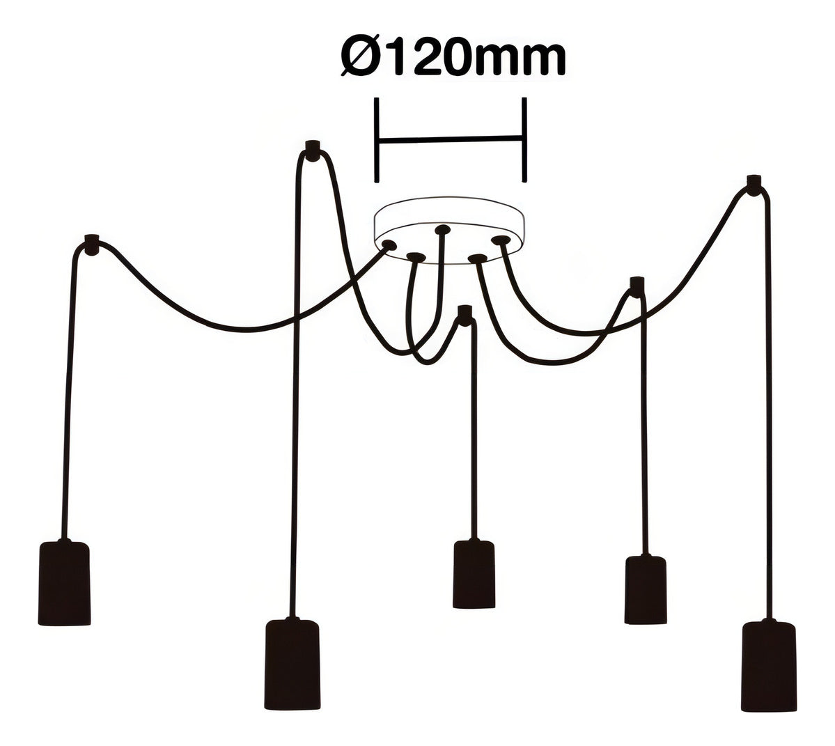 Pendente Tears 5xe27 Preto Taschibra