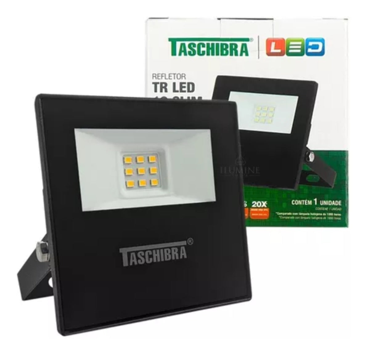 Refletor Led Luz Verde 30W Preto Slim Taschibra - Thony Ferragem