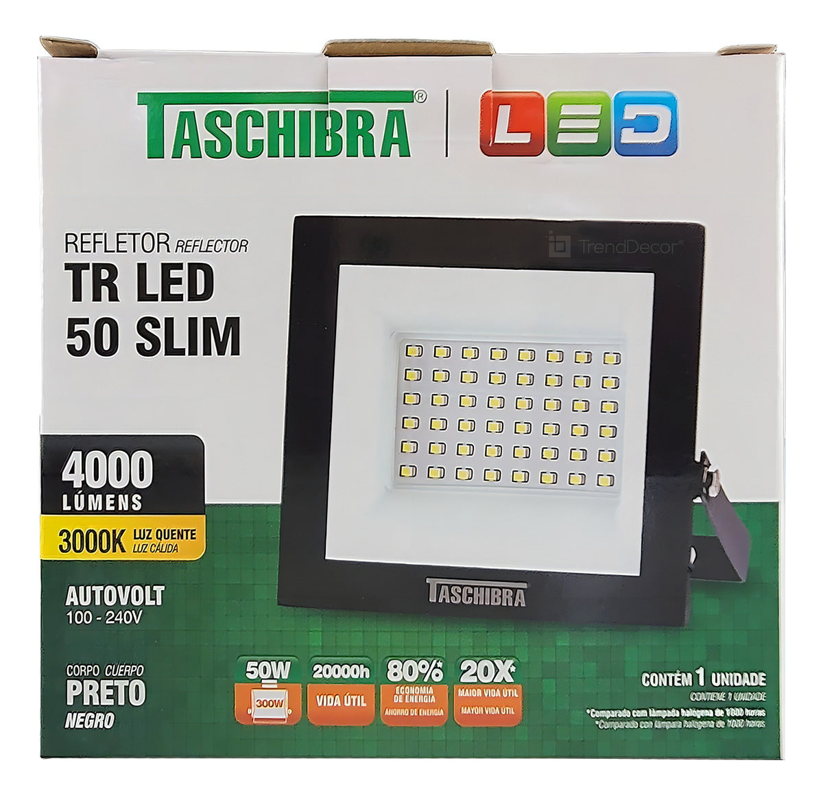 Refletor Led Slim 30w 3000k Bivolt Preto - Thony Ferragem