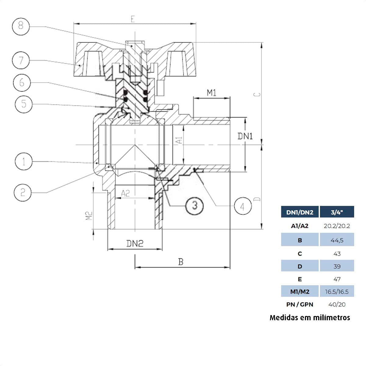 Válvula Esfera Angular Residencial 1/2" M x 3/4" D TigreGás - Thony Ferragem