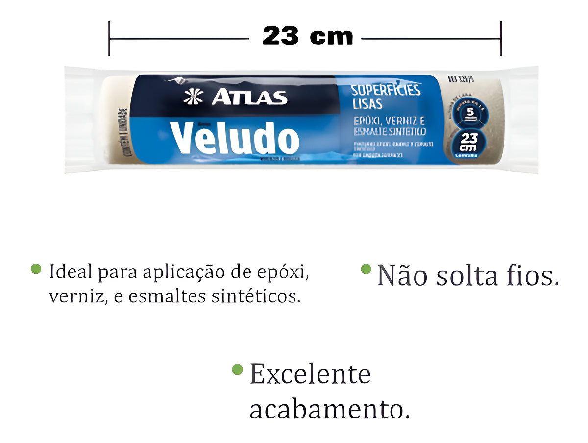 Rolo Pintura Veludo 23cm Atlas - Thony Ferragem