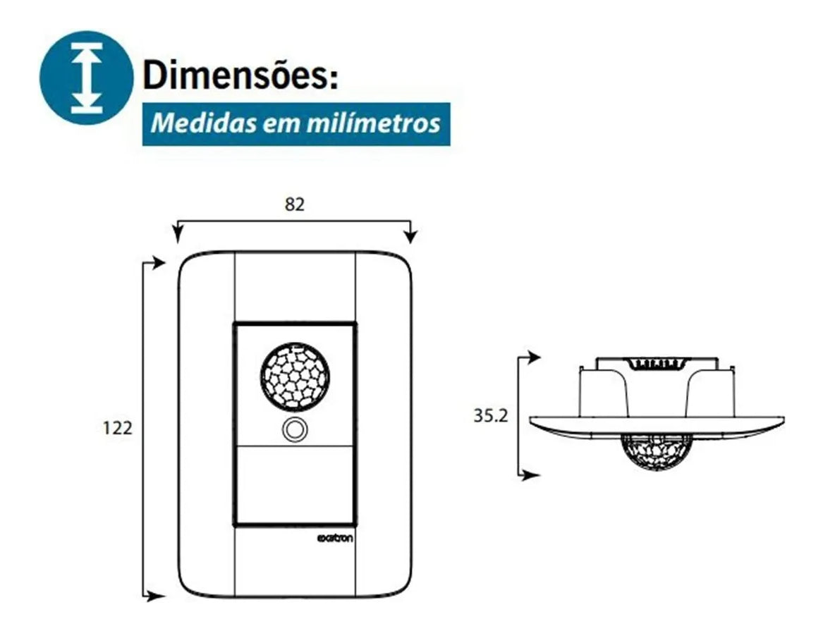 Sensor De Presenca Parede 4x2 Com Tecla Exatron - Thony Ferragem
