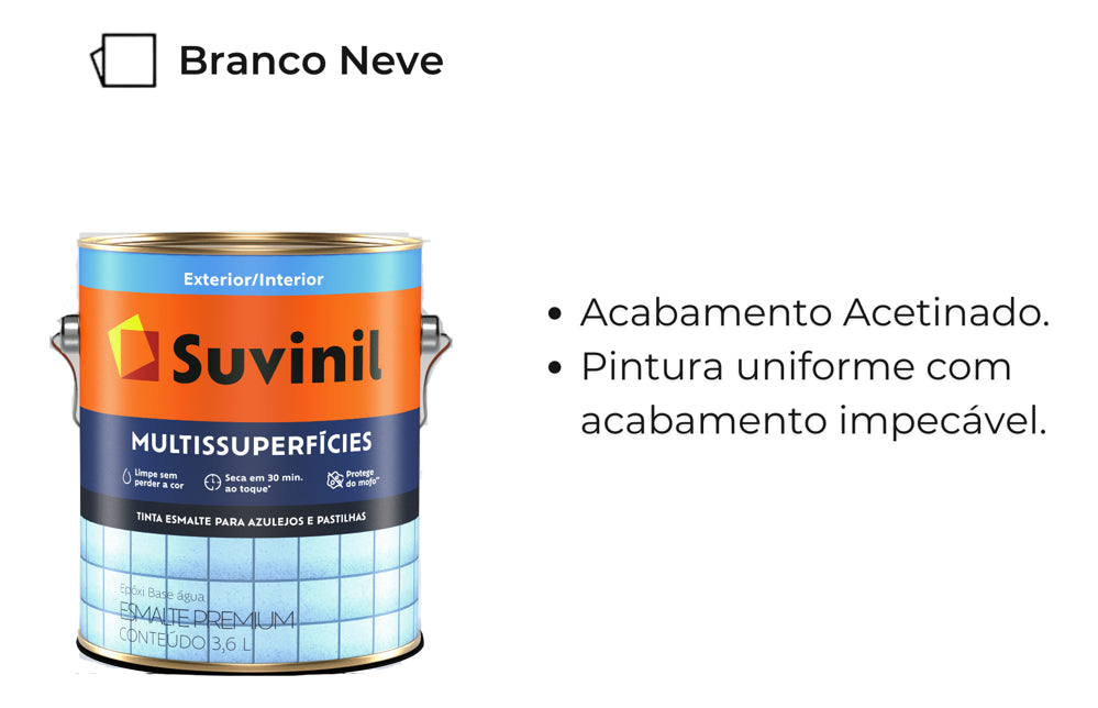 Tinta Epóxi Para Cozinhas E Banheiros Branco 3,6l Suvinil - Thony Ferragem