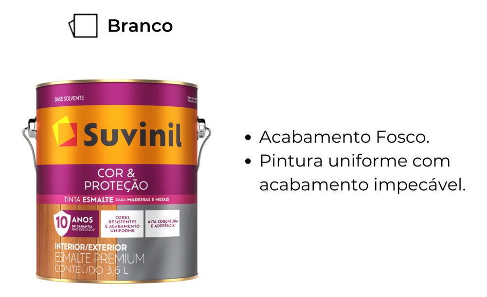 Tinta Esmalte Sintetico Fosco Branco 3.6lts Suvinil - Thony Ferragem