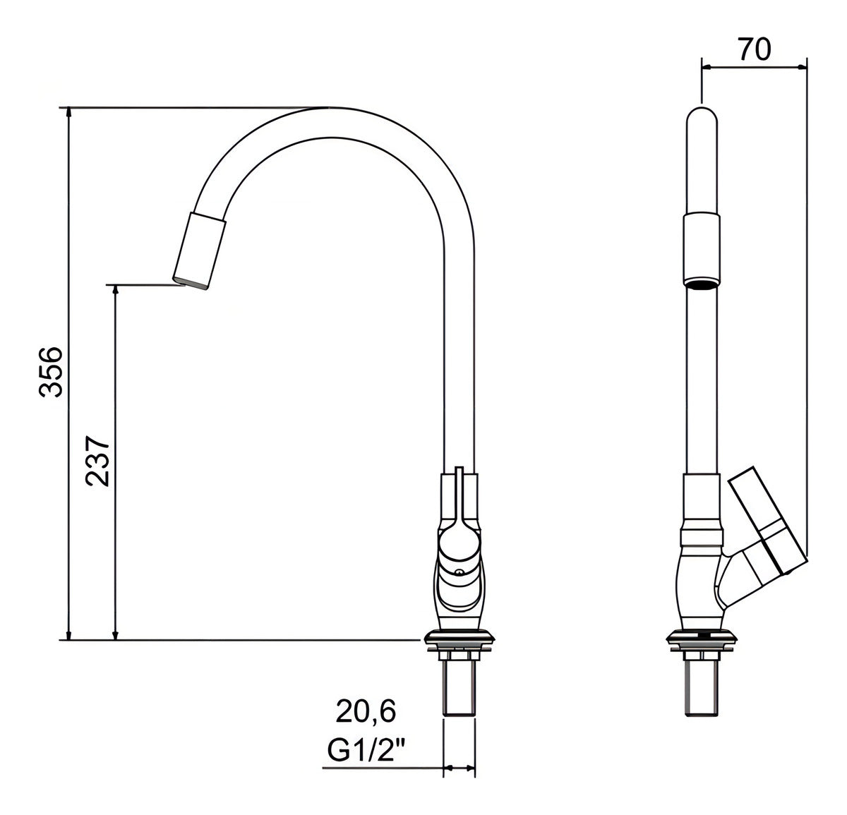 Torneira De Balcão Cozinha Bica Móvel 1173 Bm36 Meber - Thony Ferragem