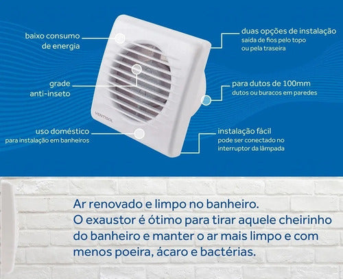 Exaustor De Banheiro Ventilador 100mm 127v/220v Ventisol - Thony Ferragem