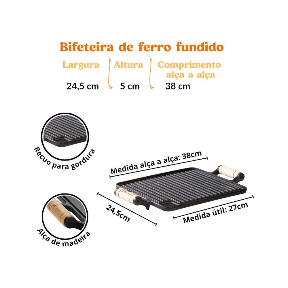 Bifeteira Grelhada 24x 38cm C/ Alca Santana - Thony Ferragem