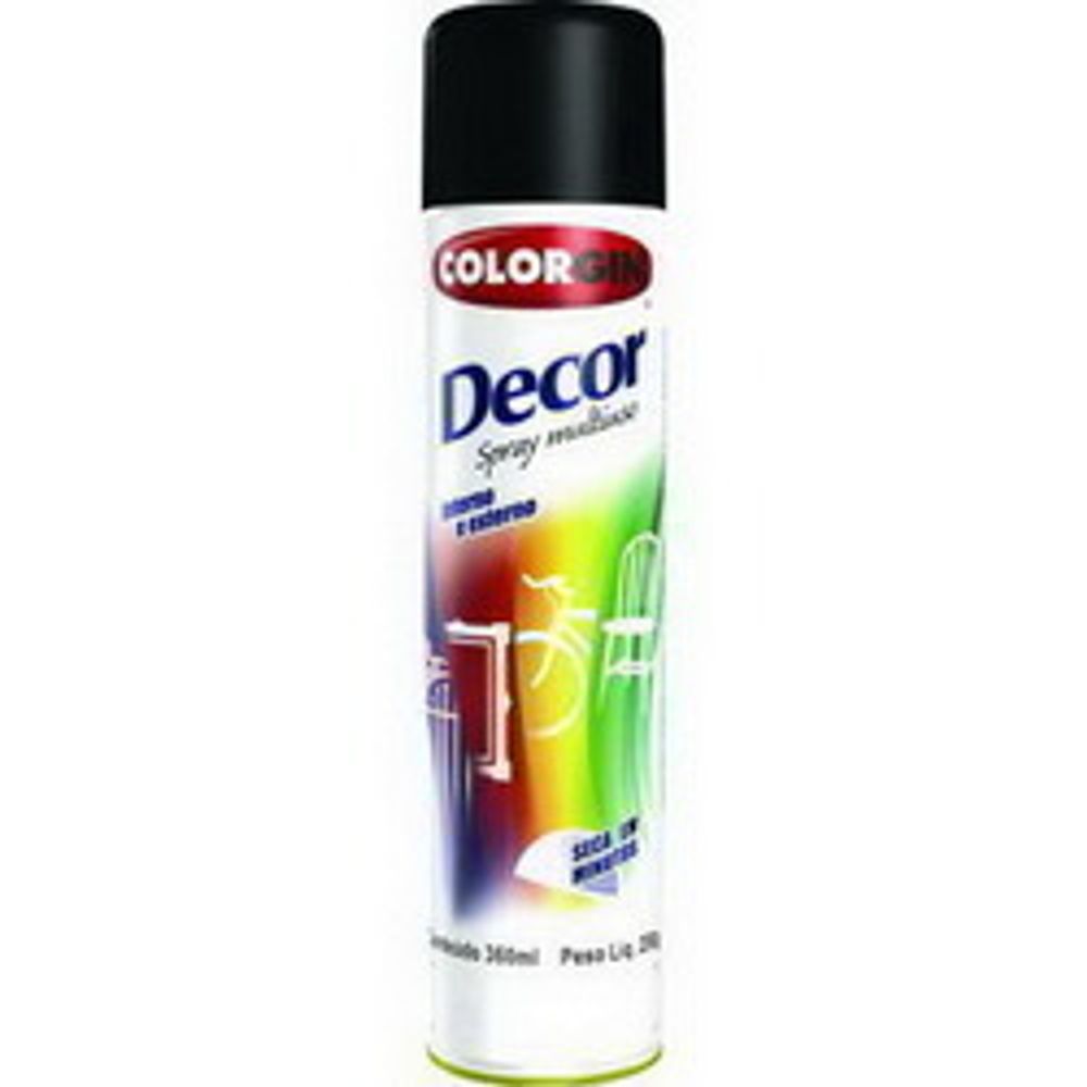 Spray Colorgin Decor Preto Fosco 871 - Thony Ferragem