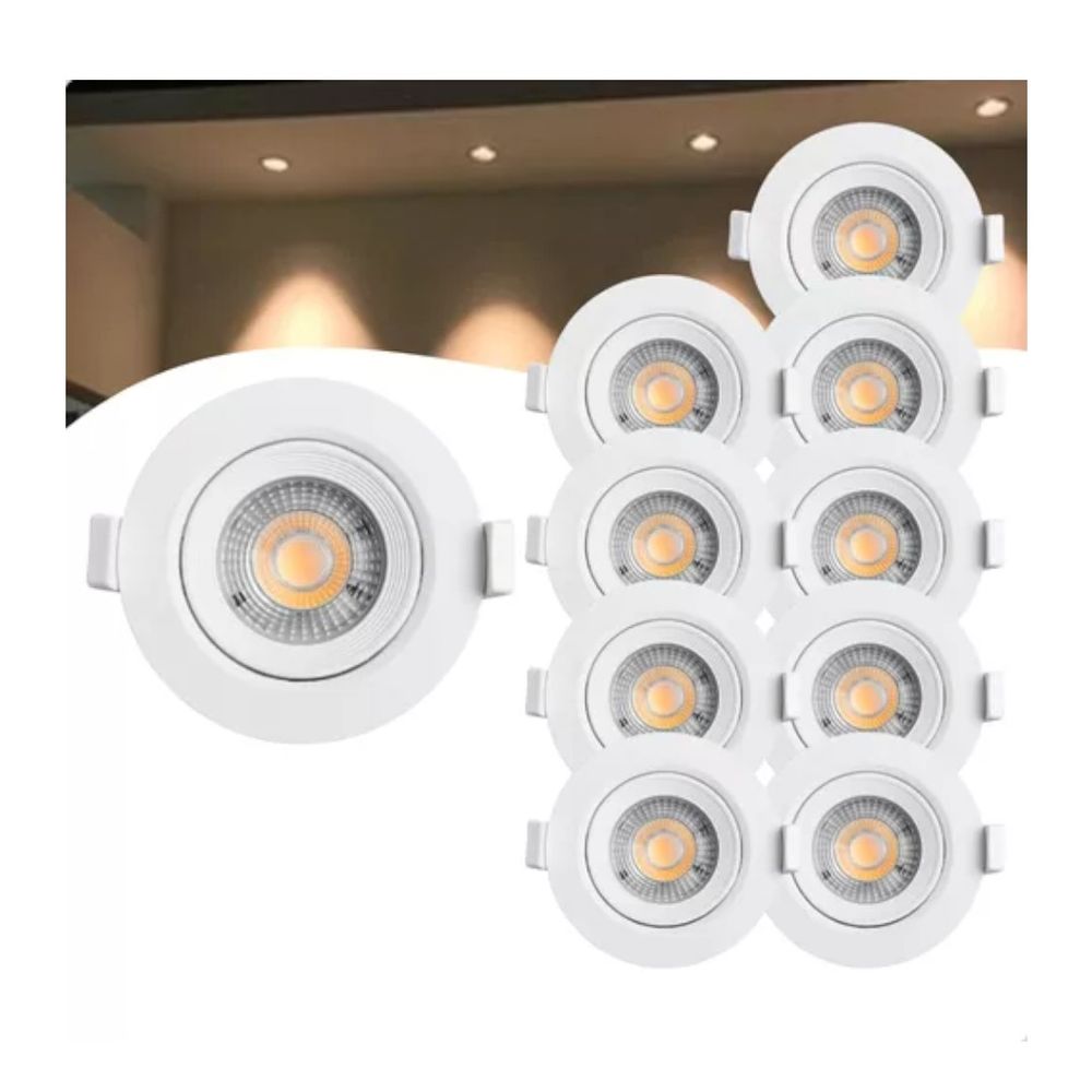 KIT 10 SPOT LED EMBUTIR REDONDO 5W 6500K - Thony Ferragem