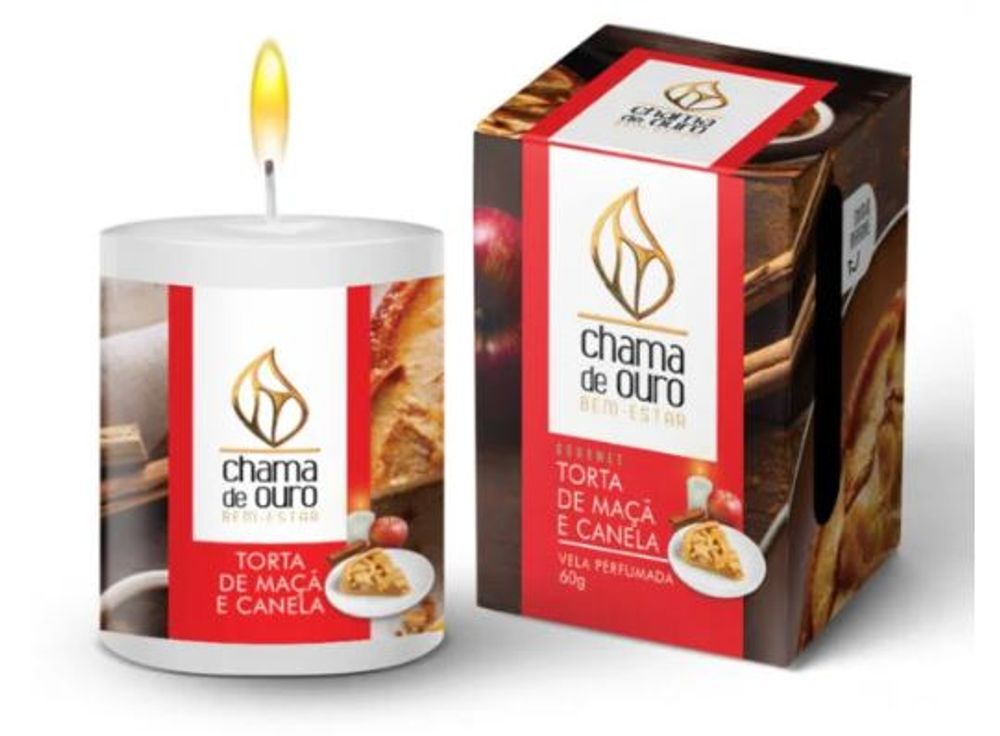 VELA PERFUMADA PREMIUM 60G TORTA DE MACA E CANELA