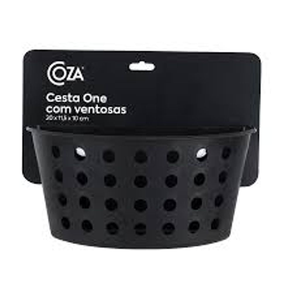 Cesto Organizador One com Ventosas Preto Coza - Thony Ferragem
