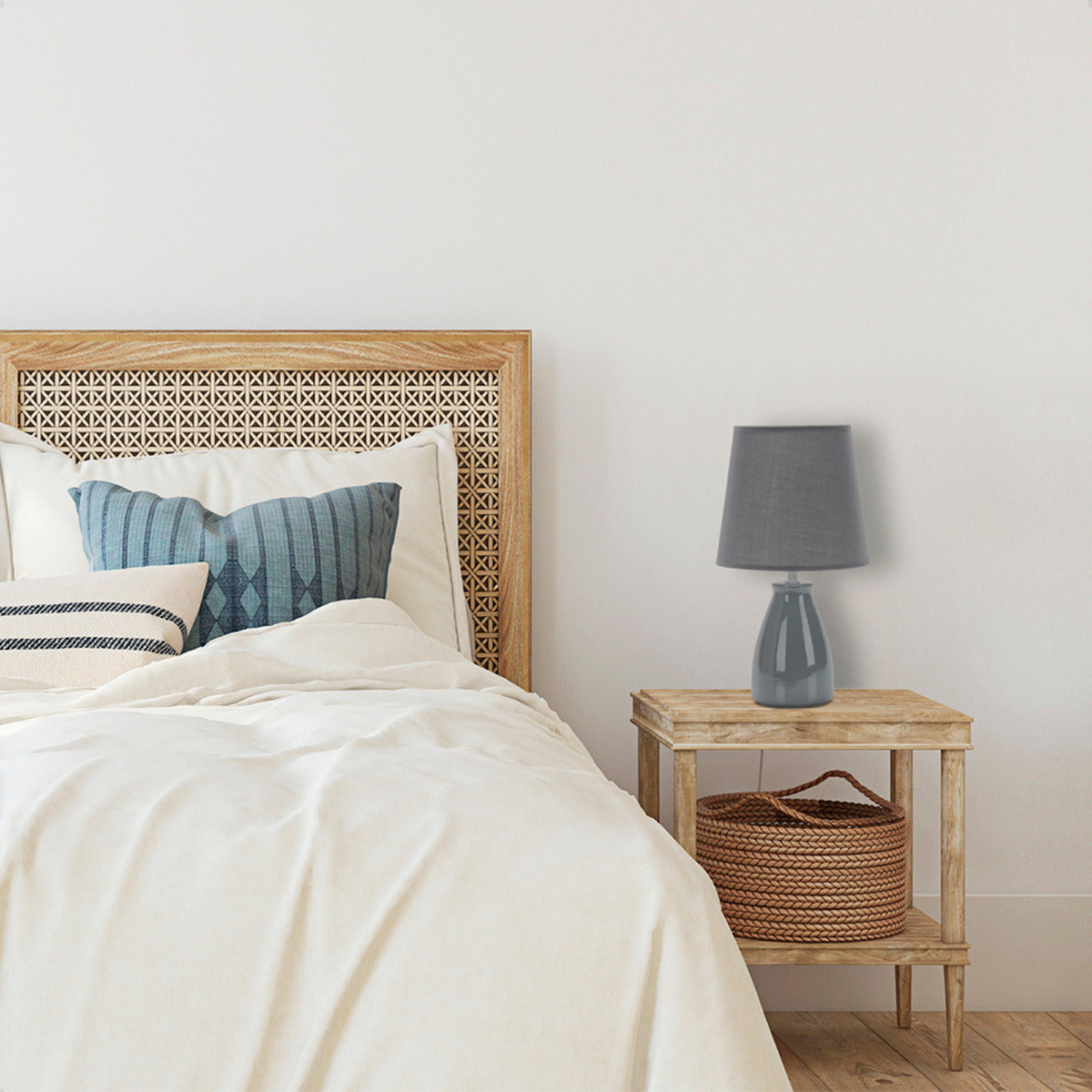 Abajur Ceramica Pottery E27 37cm Cinza Taschibra - Thony Ferragem