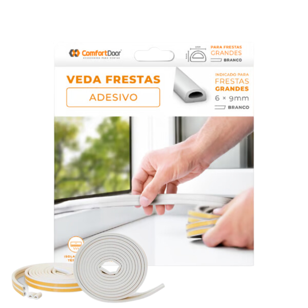 Veda Frestas Adesivo 6m 4mm Branco Comfortdoor - Thony Ferragem