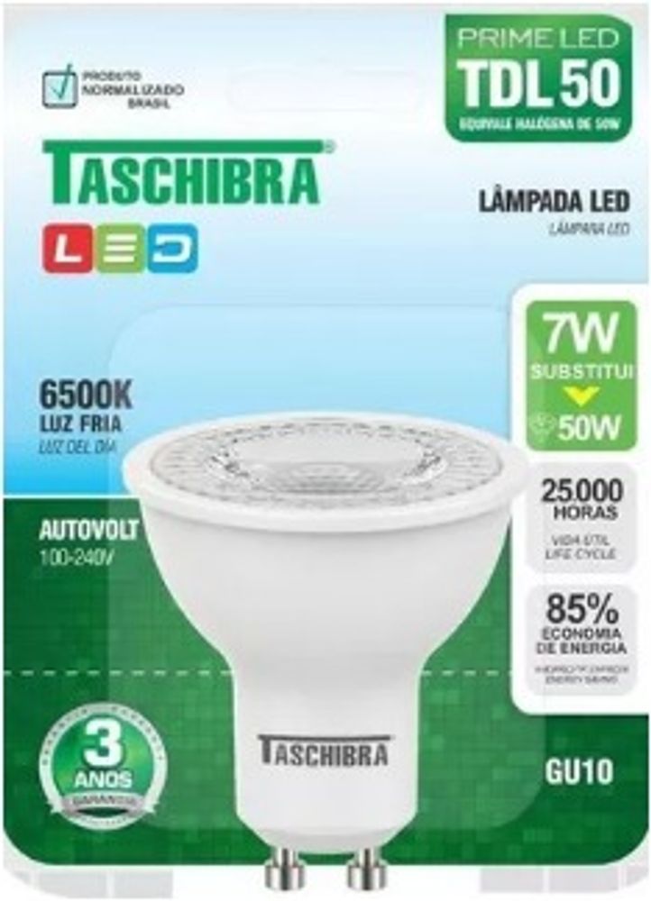 Lampada Dicroica Tdl 50 7w 6000k Gu10 - Thony Ferragem
